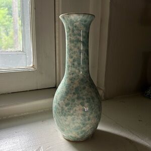 Vintage turquoise sponge paint ceramic vase